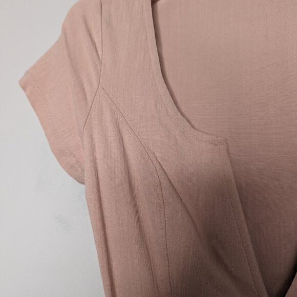 Free People Blush Pink Cap Sleeve Deep Conversation Thong Bodysuit V-Neck Size S - Picture 6 of 8